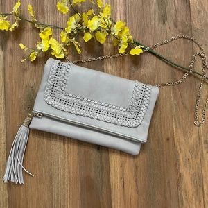 Gray Dress Barn Tassel Clutch or Crossbody